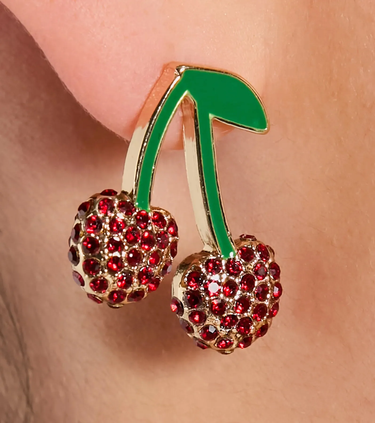 Perfect Topping Rhinestone Cherry Earrings sold by Windsor product image thumbnail 2