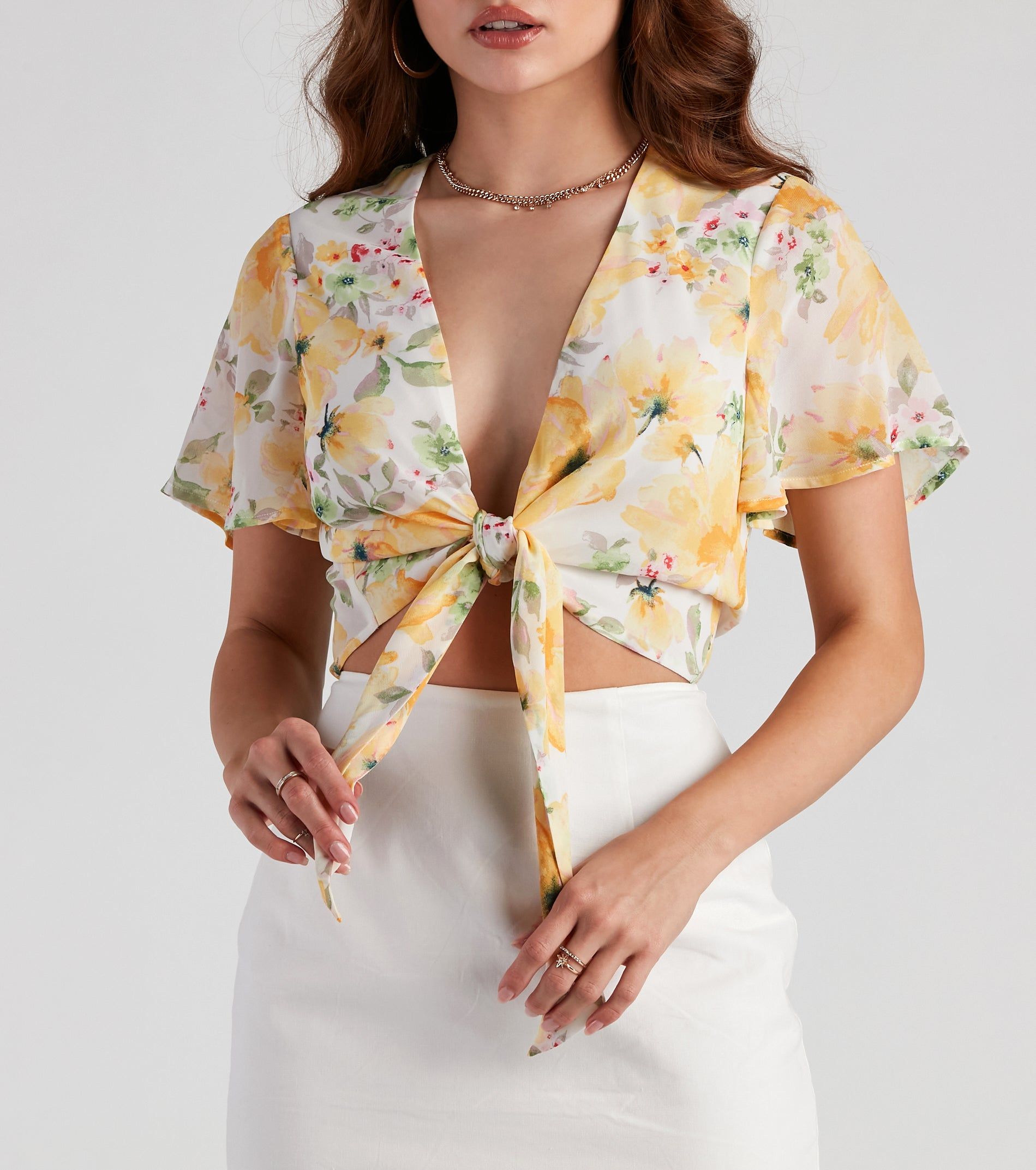 Floral Chiffon Tie-Front Top sold by Windsor product image thumbnail 4