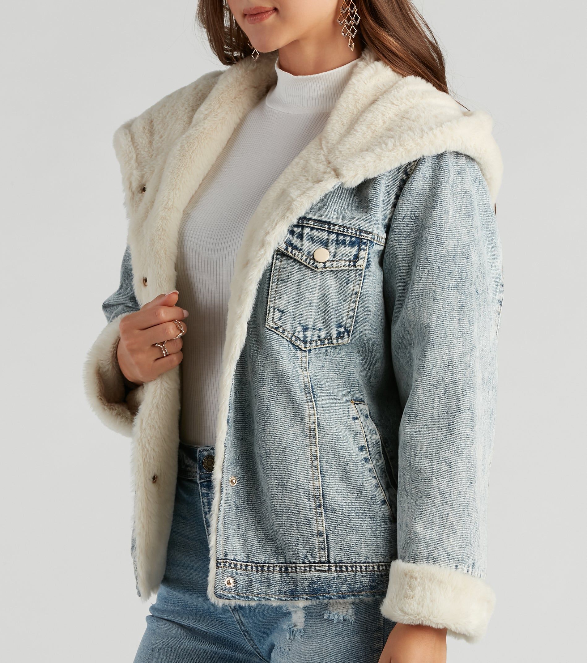 All The Feels Faux Fur Lined Denim Jacket sold by Windsor product image thumbnail 4