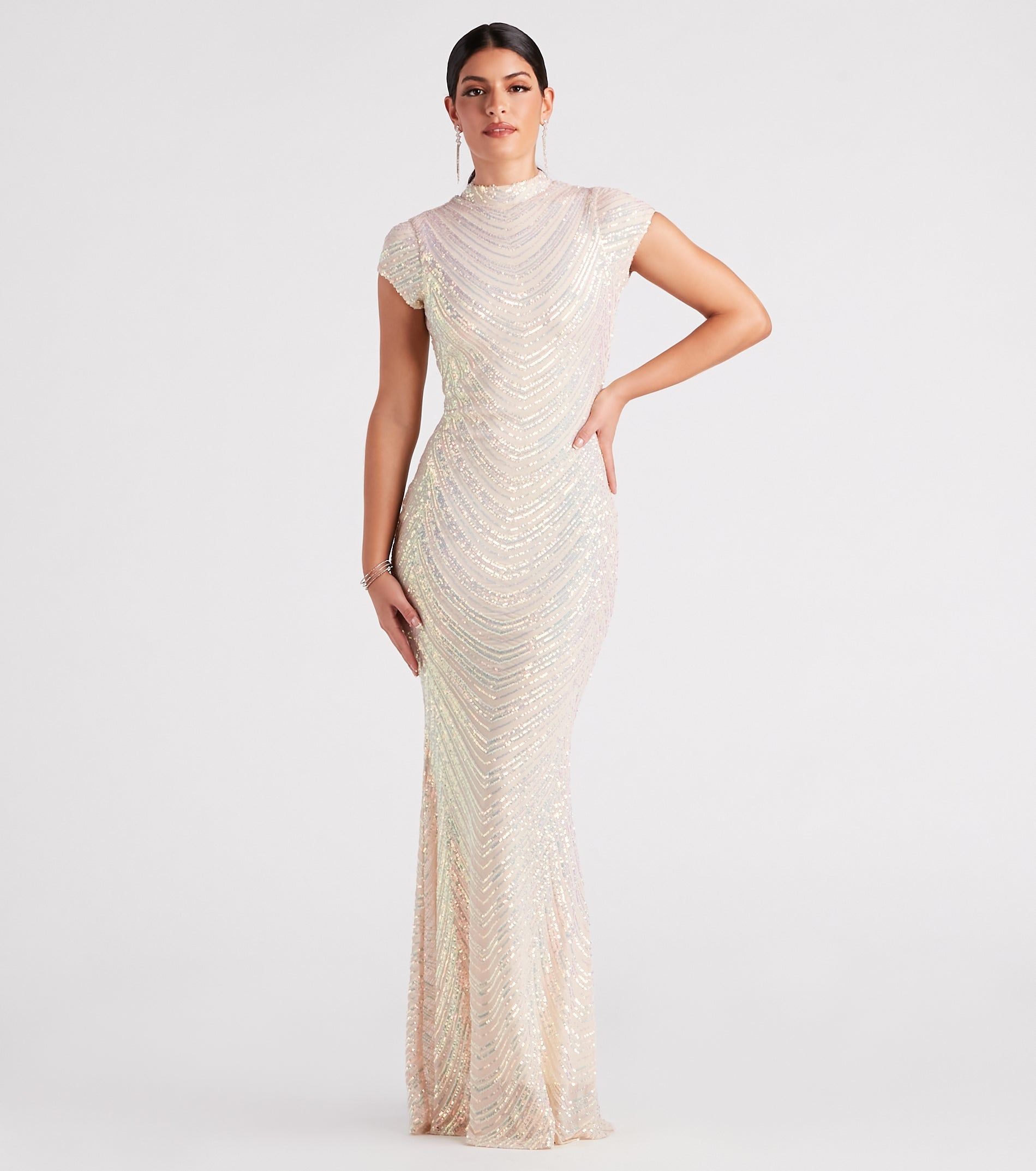 Justine Formal Sequin Mock Neck Mermaid Dress sold by Windsor