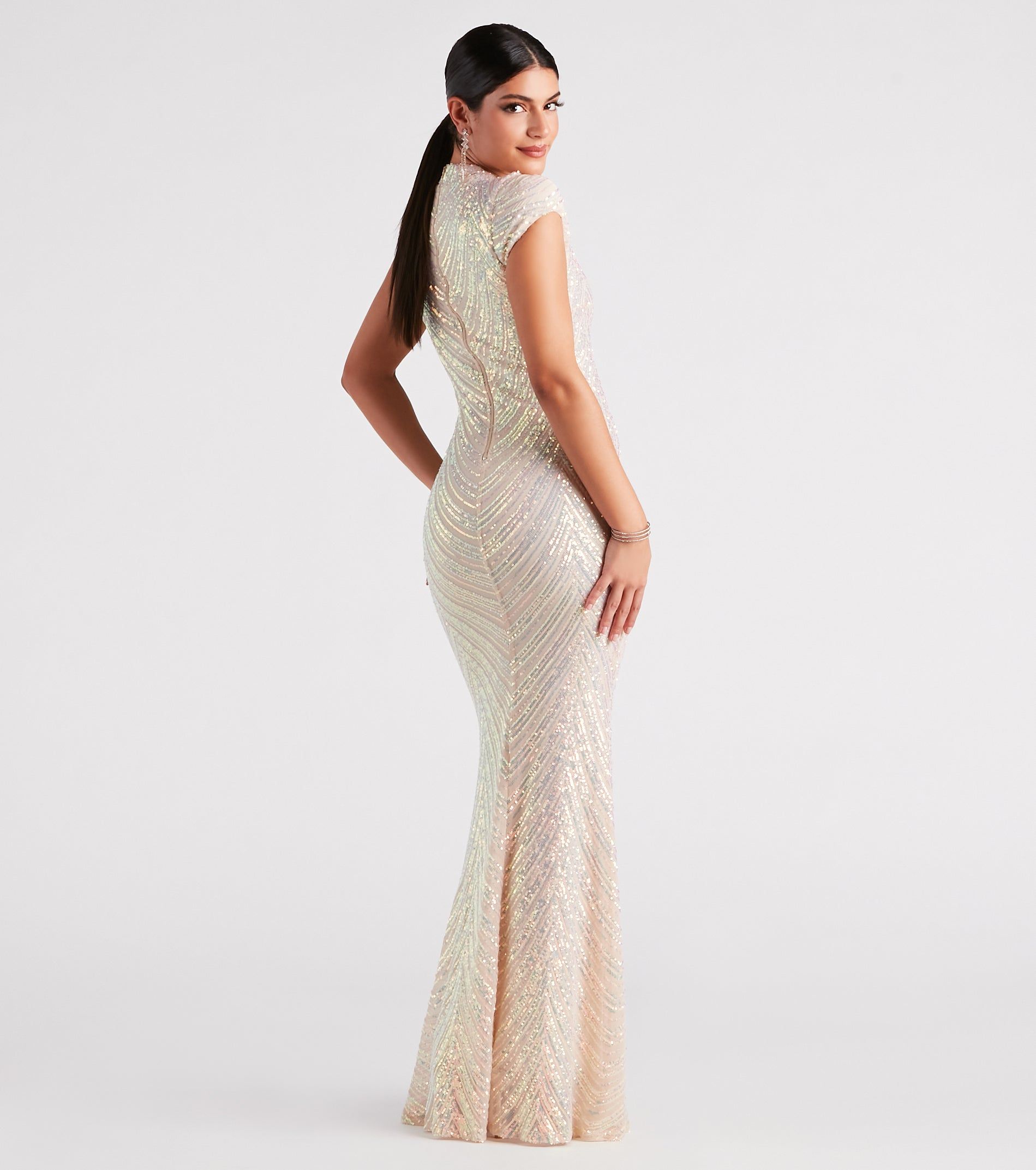 Justine Formal Sequin Mock Neck Mermaid Dress sold by Windsor product image thumbnail 2