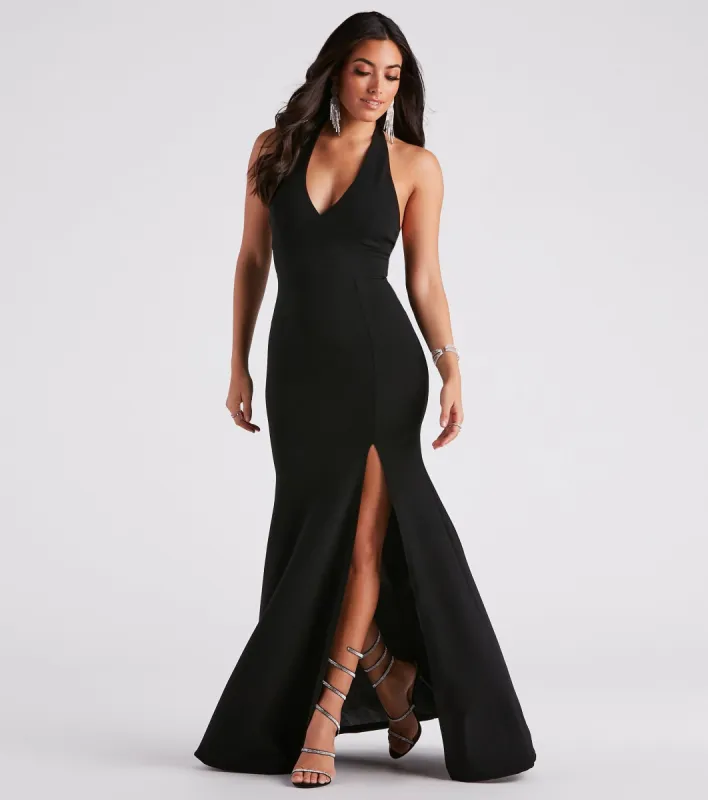Kaiya Formal Crepe Halter Dress sold by Windsor