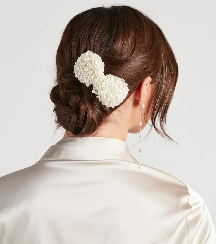Adorably-Chic Pearl Bow Hair Clip sold by Windsor