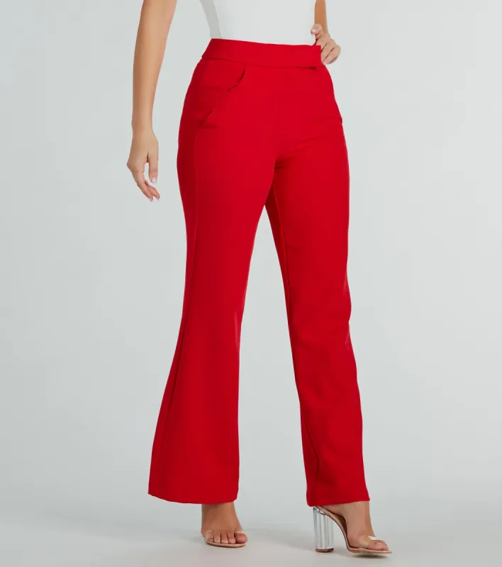 CLEARANCE - Perfectly Chic High Waist Straight-Leg Trouser Pants sold by Windsor