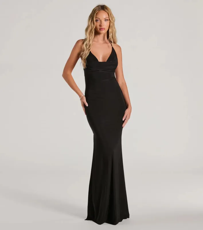 Sheila Halter Strappy Back Slit Mermaid Formal Dress sold by Windsor