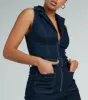 Retro Vibes Belted Flared-Leg Denim Jumpsuit sold by Windsor