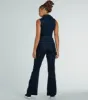 Retro Vibes Belted Flared-Leg Denim Jumpsuit sold by Windsor