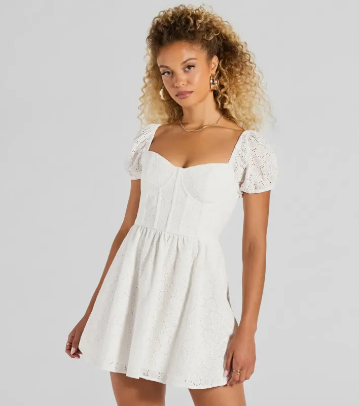 Compliment Collector Corset Eyelet Skater Dress sold by Windsor