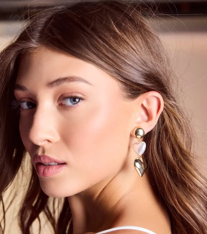 Glam Addition Pearl Heart Statement Earrings sold by Windsor