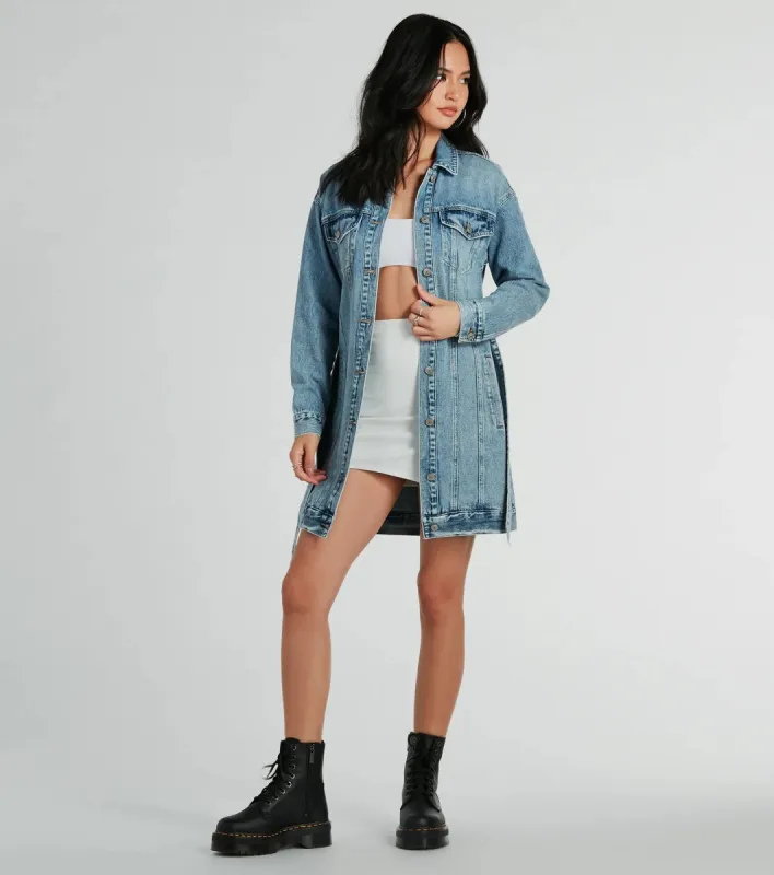 Crushin' It Belted Denim Trench Jacket sold by Windsor
