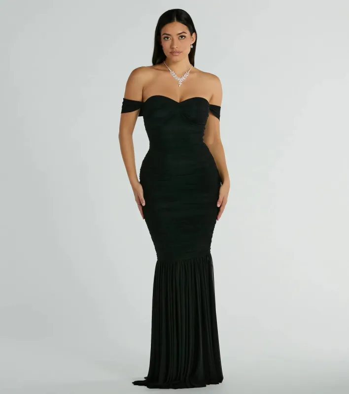 Cece Off-The-Shoulder Mermaid Mesh Formal Dress sold by Windsor