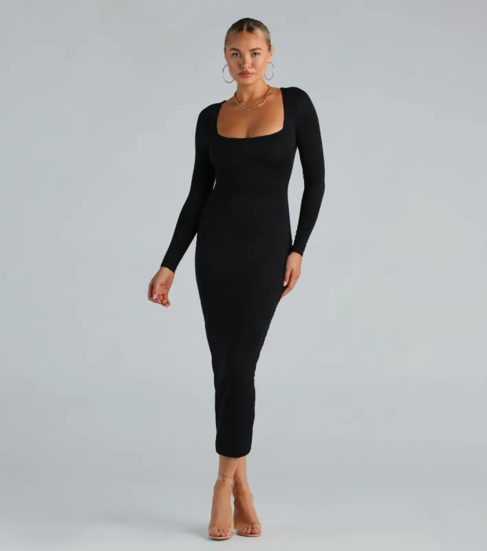 Smooth Silhouette Long Sleeve Bodycon Maxi Dress sold by Windsor