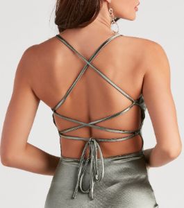 Love Me Madly Satin Lace Up Dress sold by Windsor