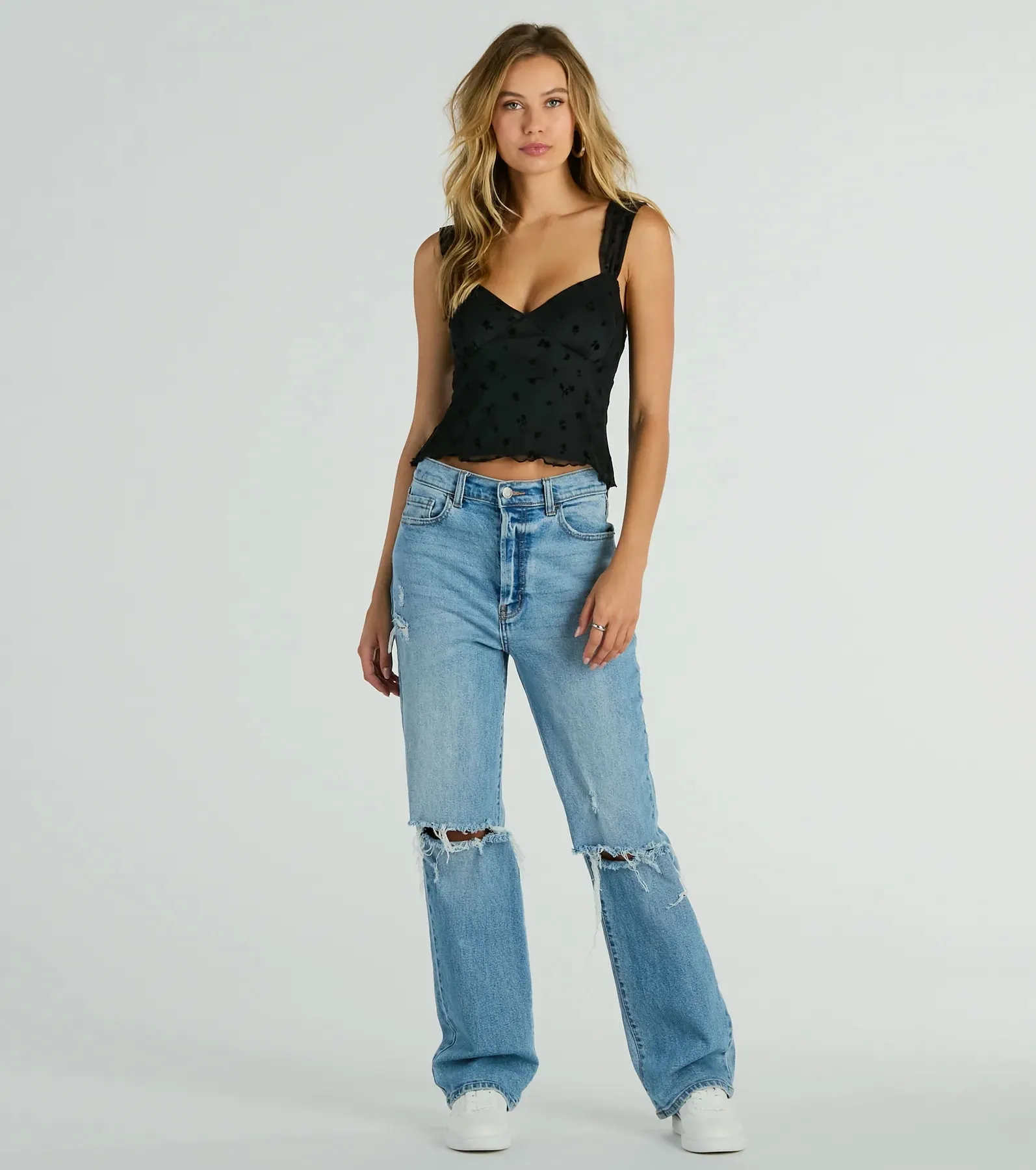 Gorgeous Vibes Ditsy Floral Mesh Tank Top sold by Windsor product image thumbnail 3