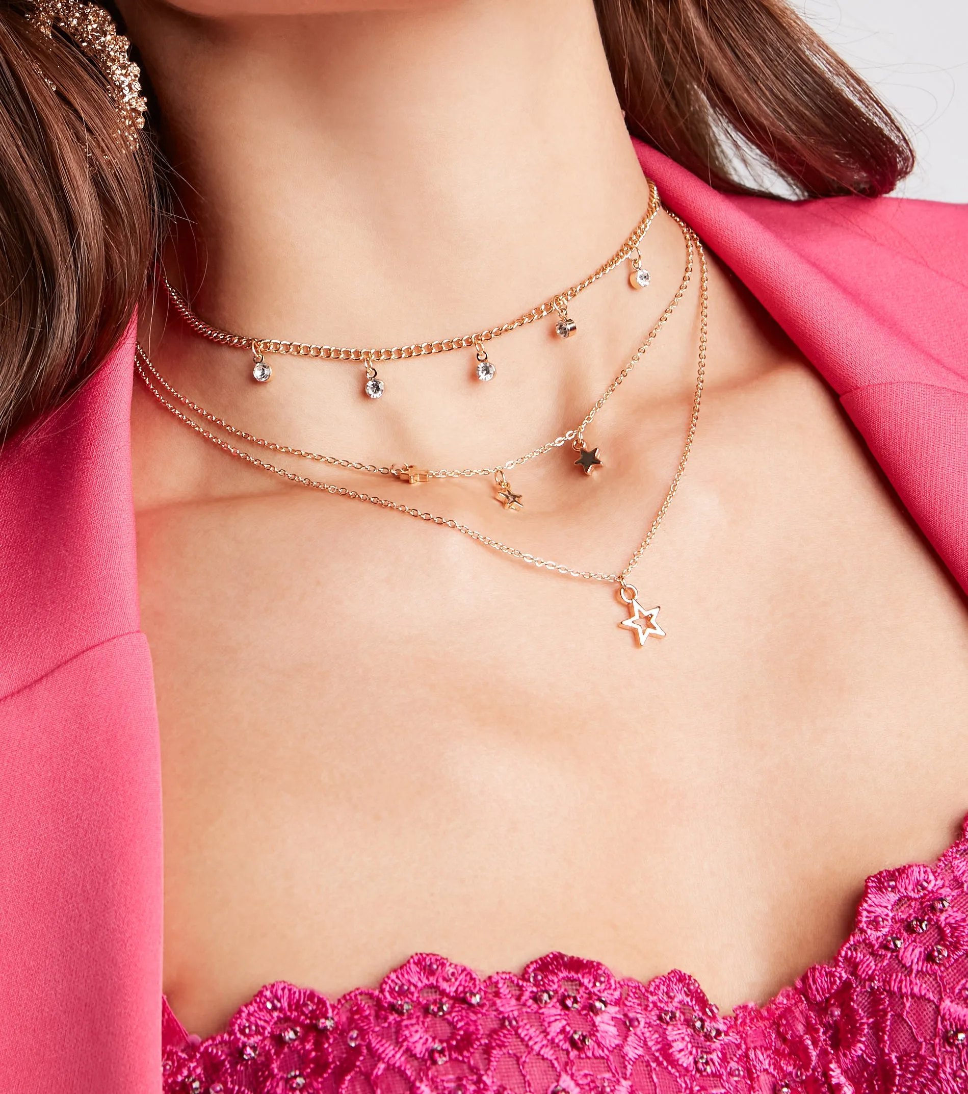 Among The Stars Layered Choker Necklace sold by Windsor product image thumbnail 3