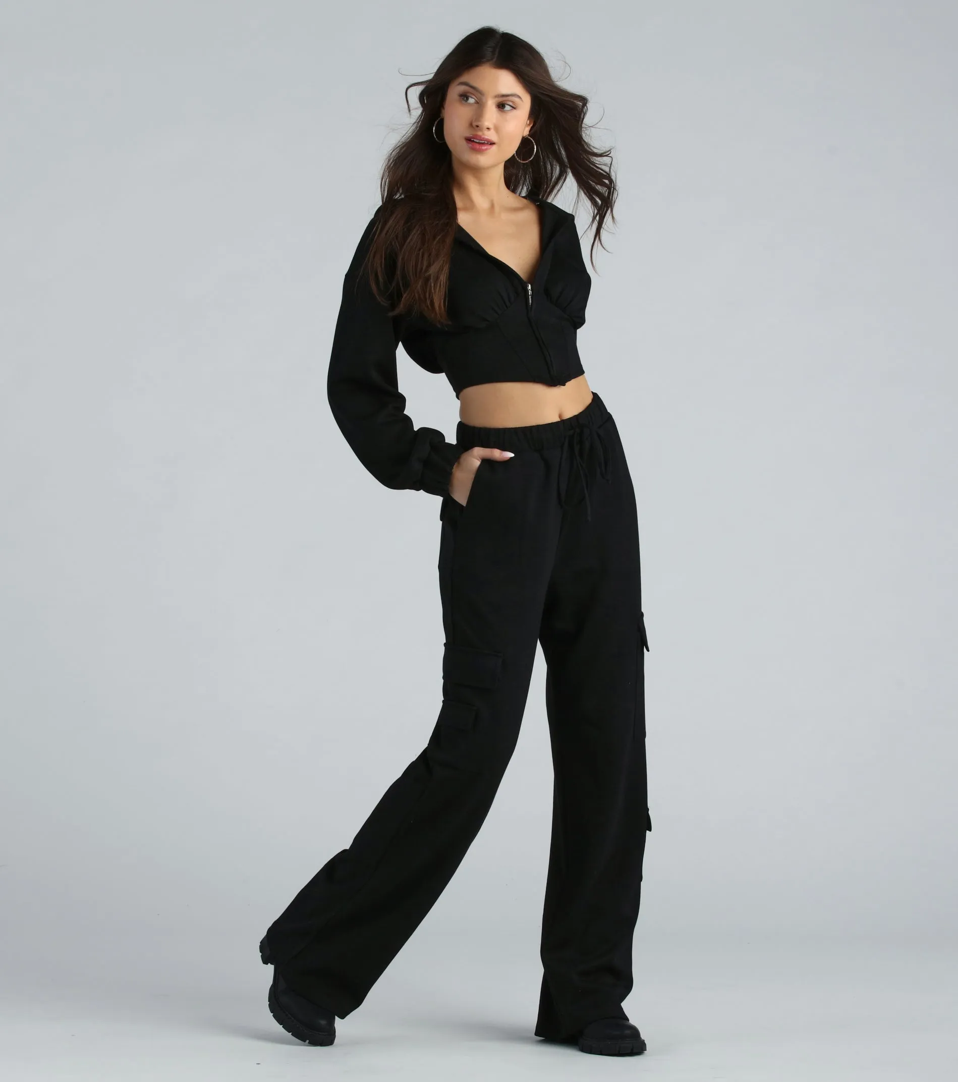 Operation Cute Wide-Leg Cargo Sweatpants sold by Windsor product image thumbnail 2