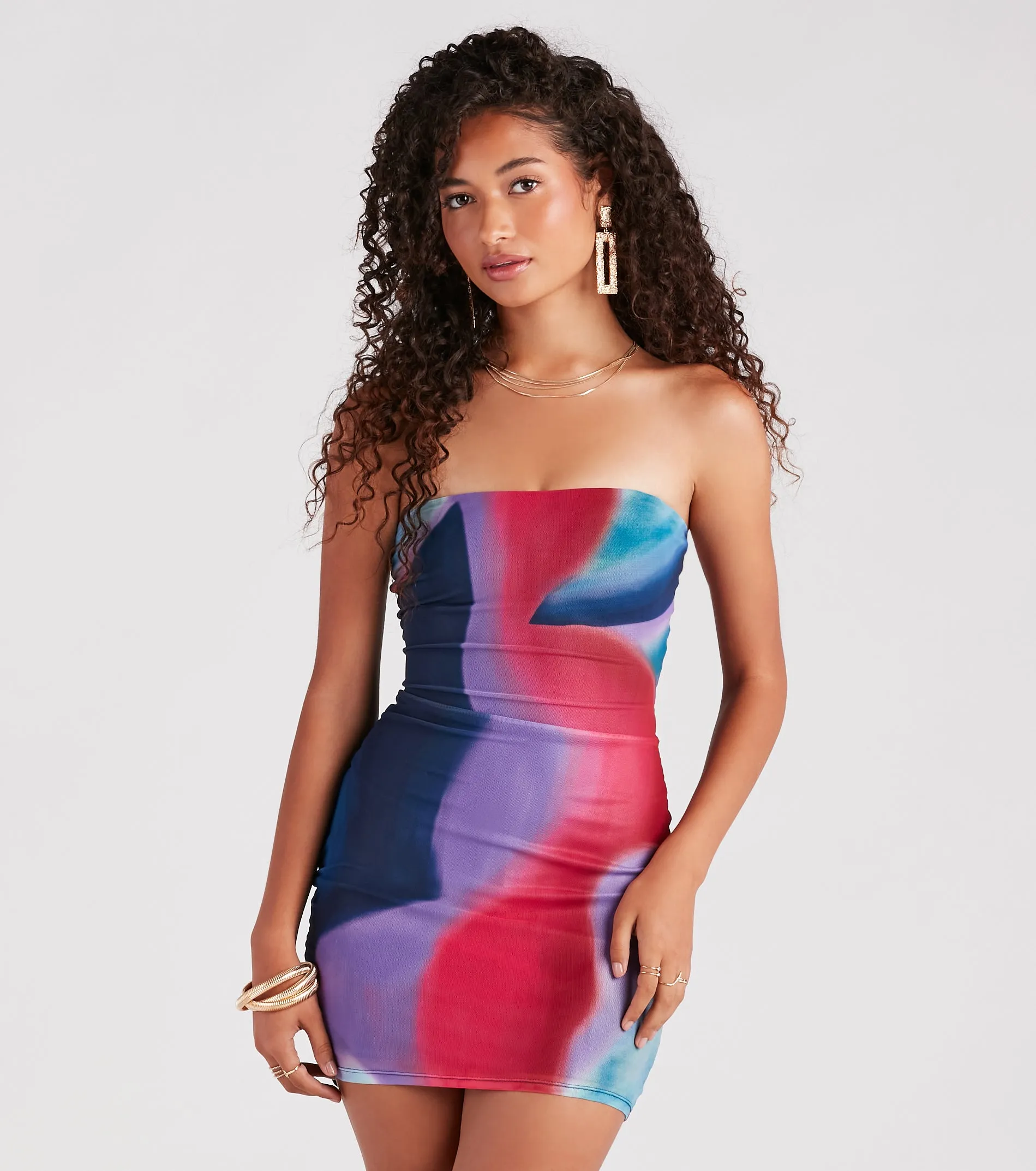 Colorful Style Strapless Abstract Mini Dress sold by Windsor