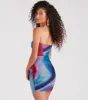 Colorful Style Strapless Abstract Mini Dress sold by Windsor