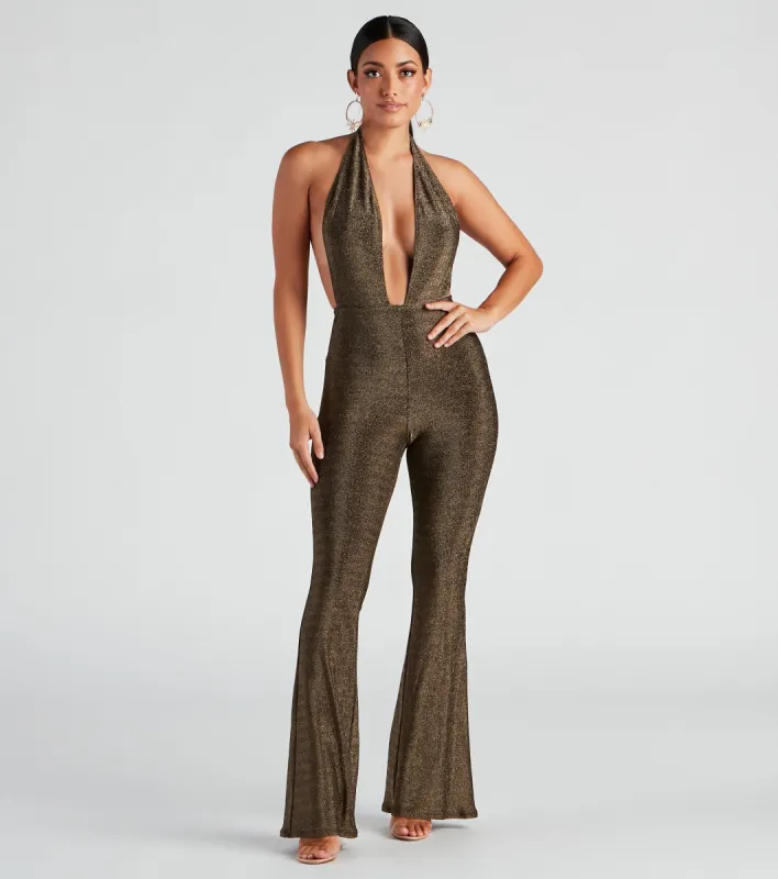 Enticing Love Glitter Halter Jumpsuit sold by Windsor
