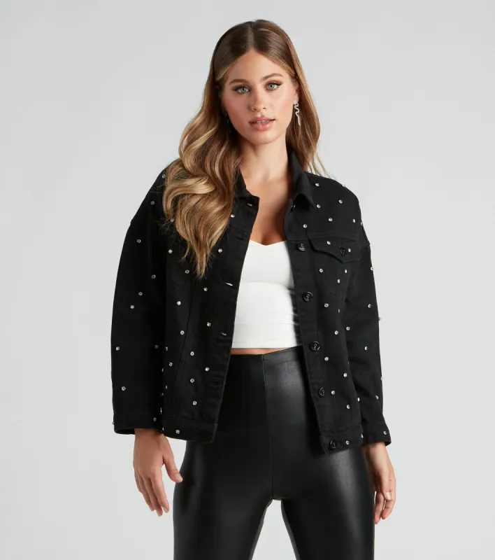 Bling Calling Rhinestone Denim Jacket sold by Windsor