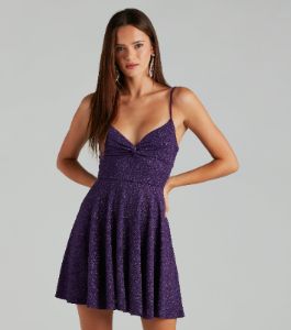 Spectacular Twirl Glitter Skater Dress sold by Windsor