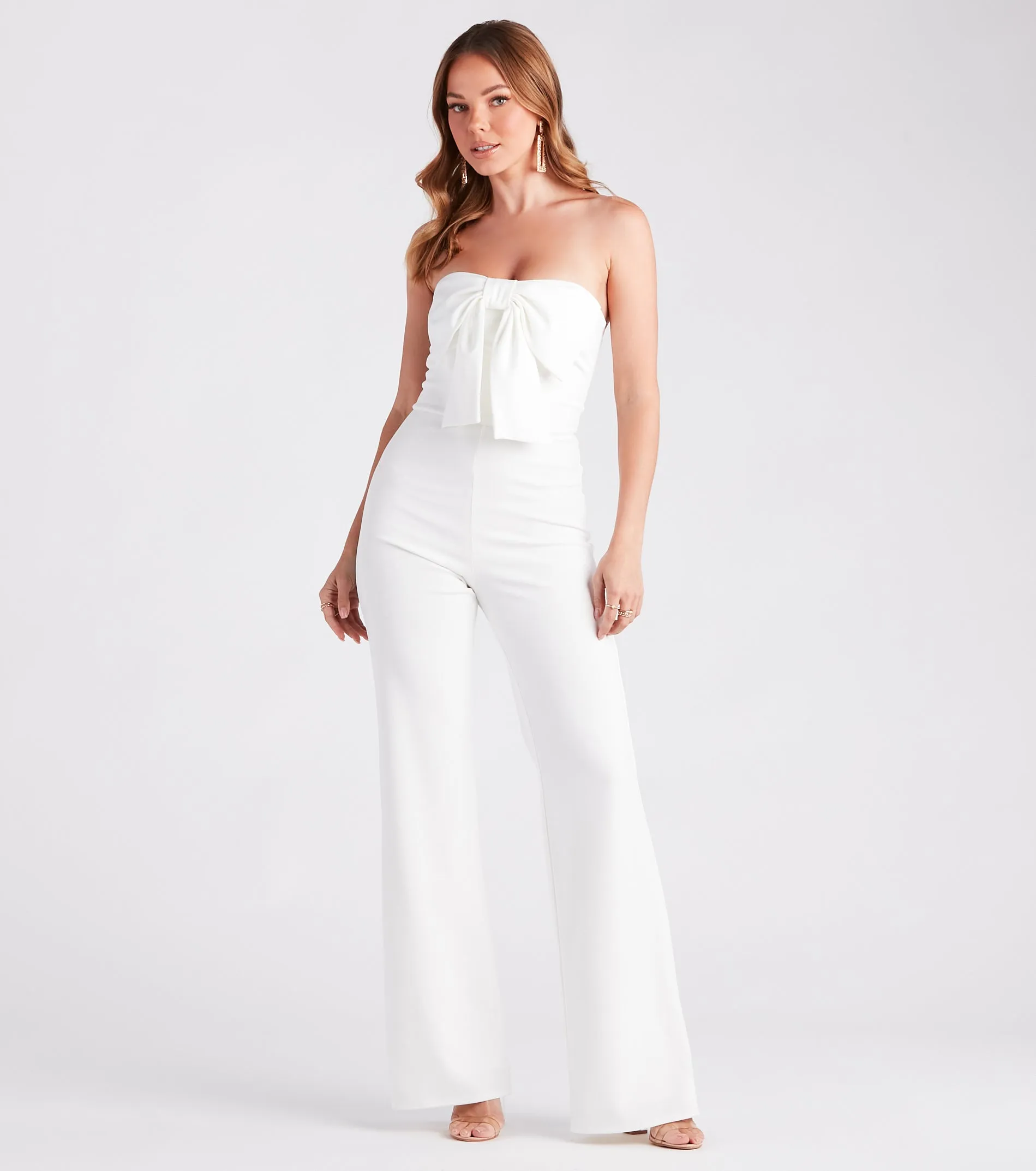 Steal The Show Strapless Crepe Bow Jumpsuit sold by Windsor product image thumbnail 5