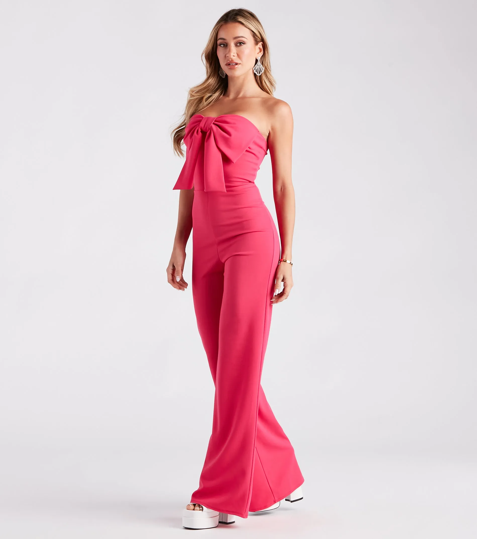Steal The Show Strapless Crepe Bow Jumpsuit sold by Windsor product image thumbnail 3