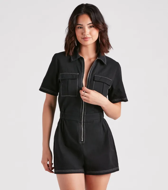 Trendsetting Babe Utility Romper sold by Windsor