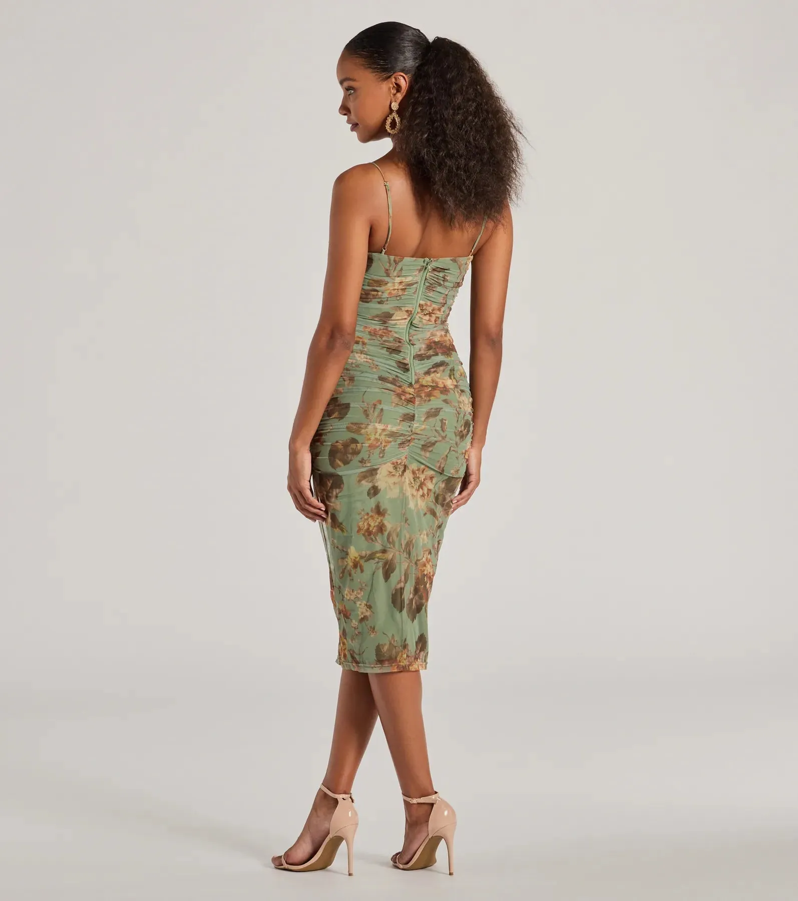 Romance Will Blossom Corset Floral Mesh Midi Dress sold by Windsor product image thumbnail 2