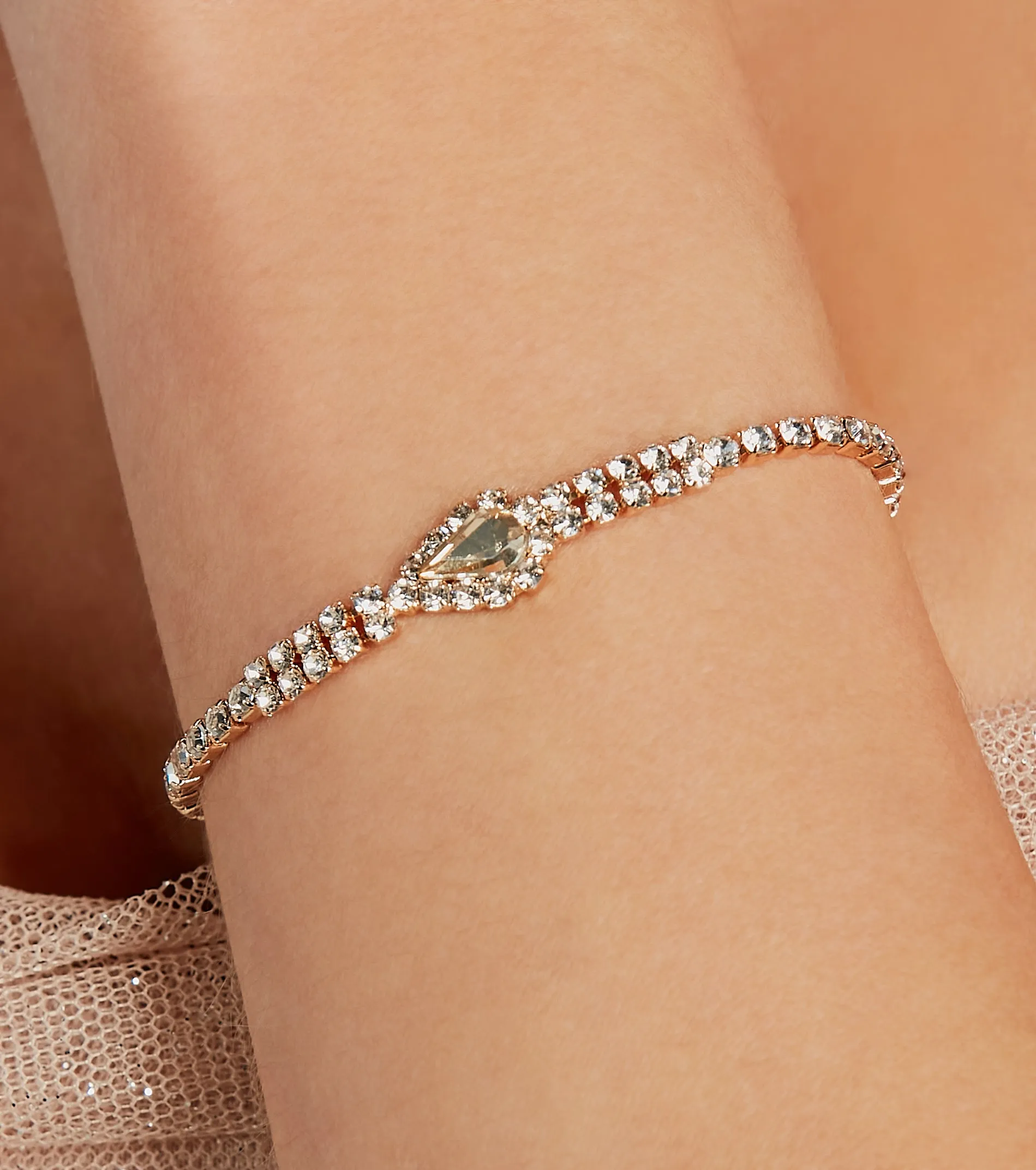 Regal Rhinestone Necklace, Earrings, and Bracelet Set sold by Windsor product image thumbnail 2