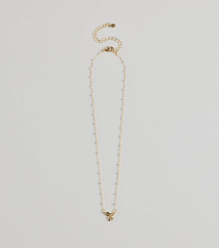 Memorable Glam Dainty Bow Charm Necklace sold by Windsor