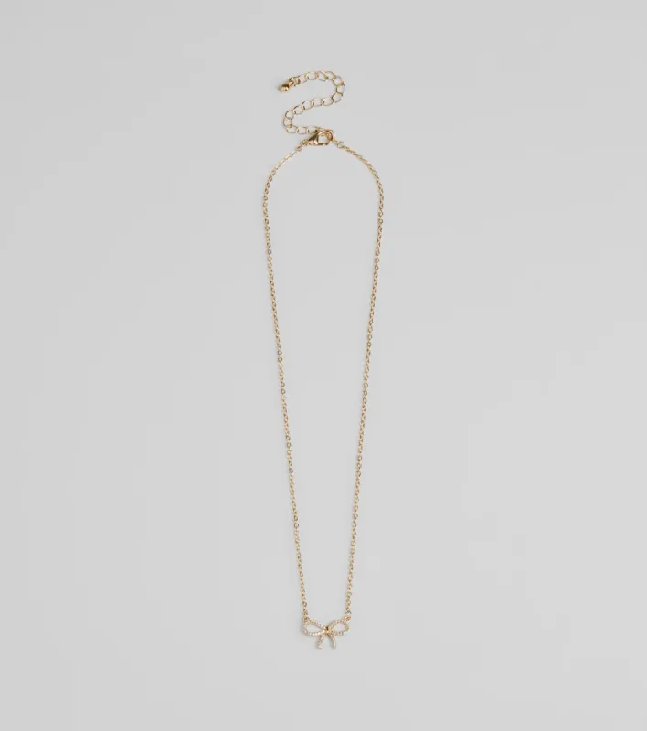 Darling Rhinestone Bow Necklace sold by Windsor