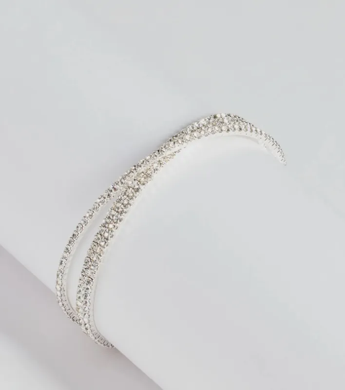 Luxe Detail Criss-Cross Rhinestone Cuff Bracelet sold by Windsor