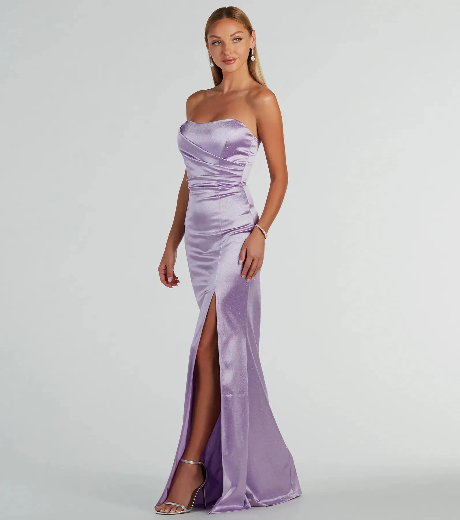 Aliyah Strapless Mermaid Satin Glitter Dress sold by Windsor product image thumbnail 4