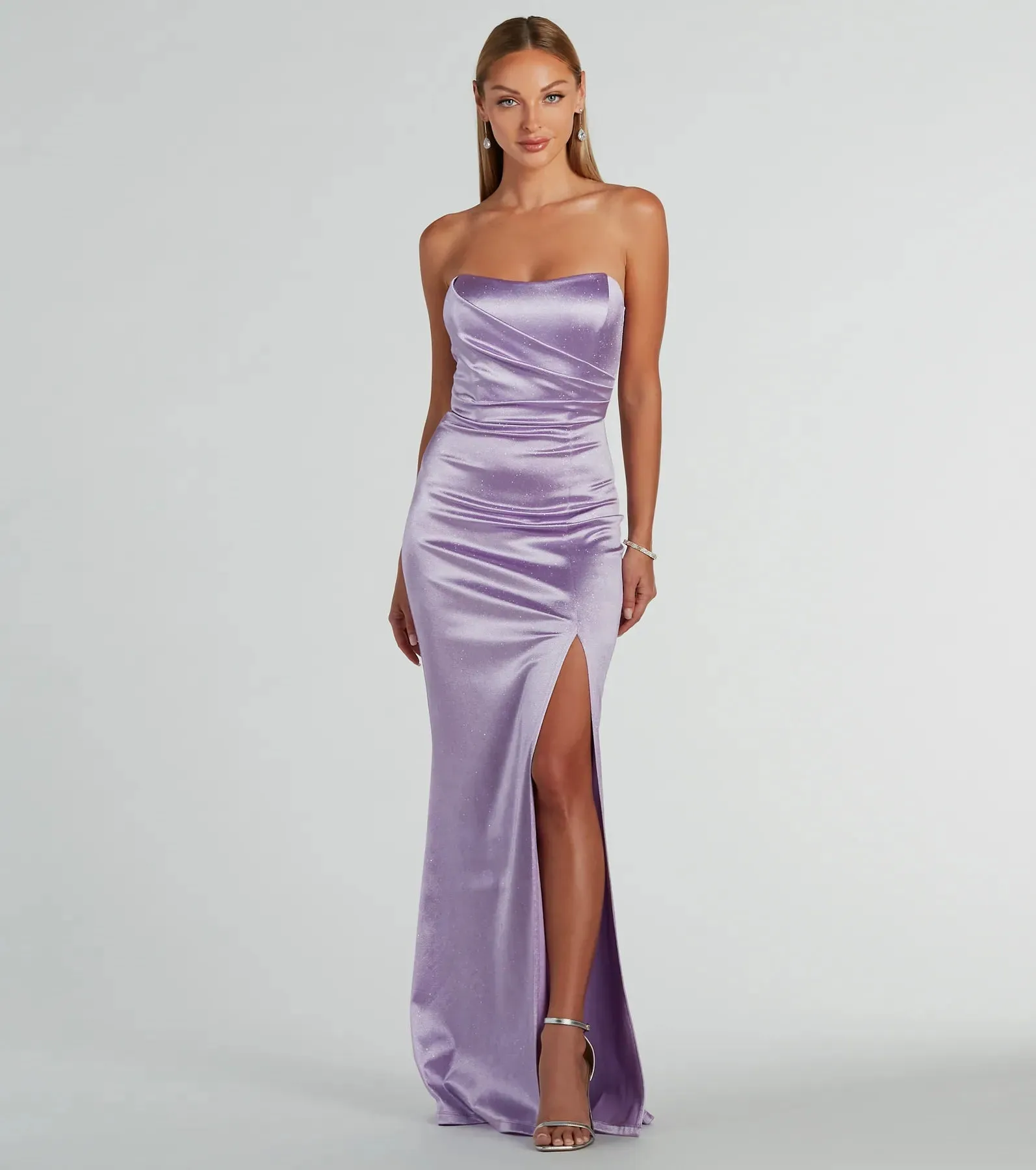 Aliyah Strapless Mermaid Satin Glitter Dress sold by Windsor