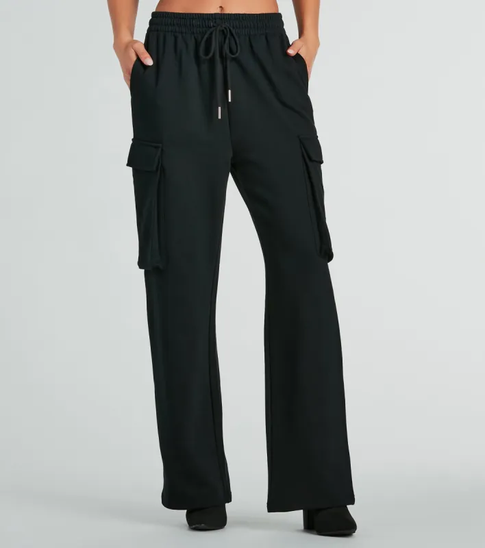 CLEARANCE - Elevated Cool Wide-Leg Cargo Sweatpants sold by Windsor