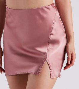 Smooth In Satin Slit Mini Skirt sold by Windsor