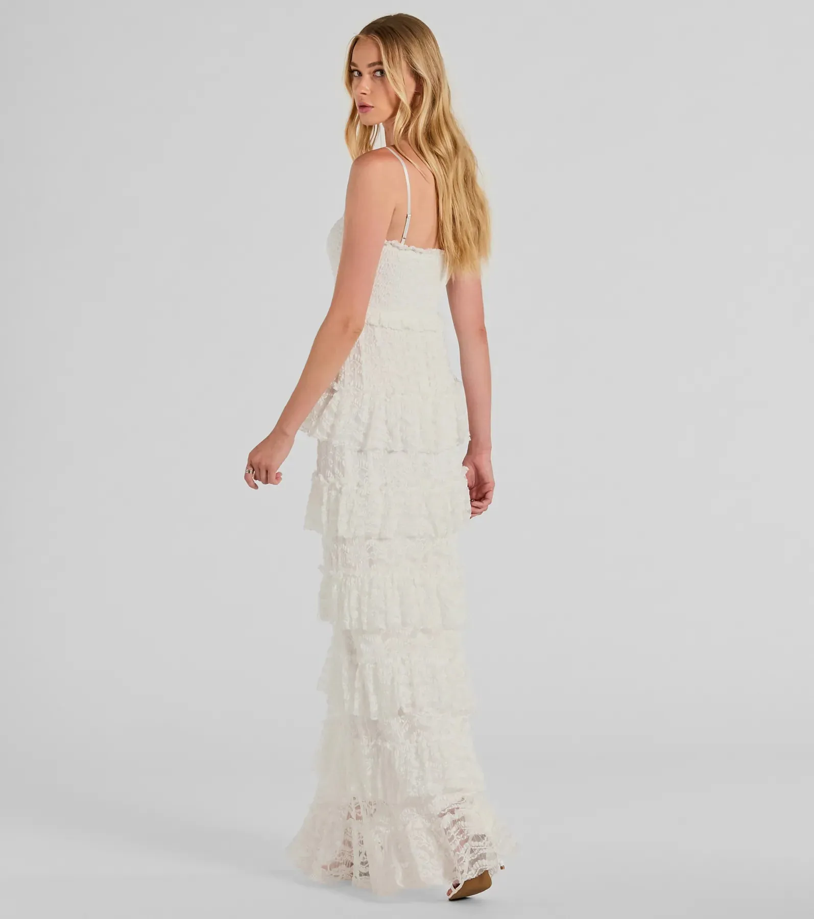 Follow Your Heart Sleeveless Ruffled Lace Maxi Dress sold by Windsor product image thumbnail 2