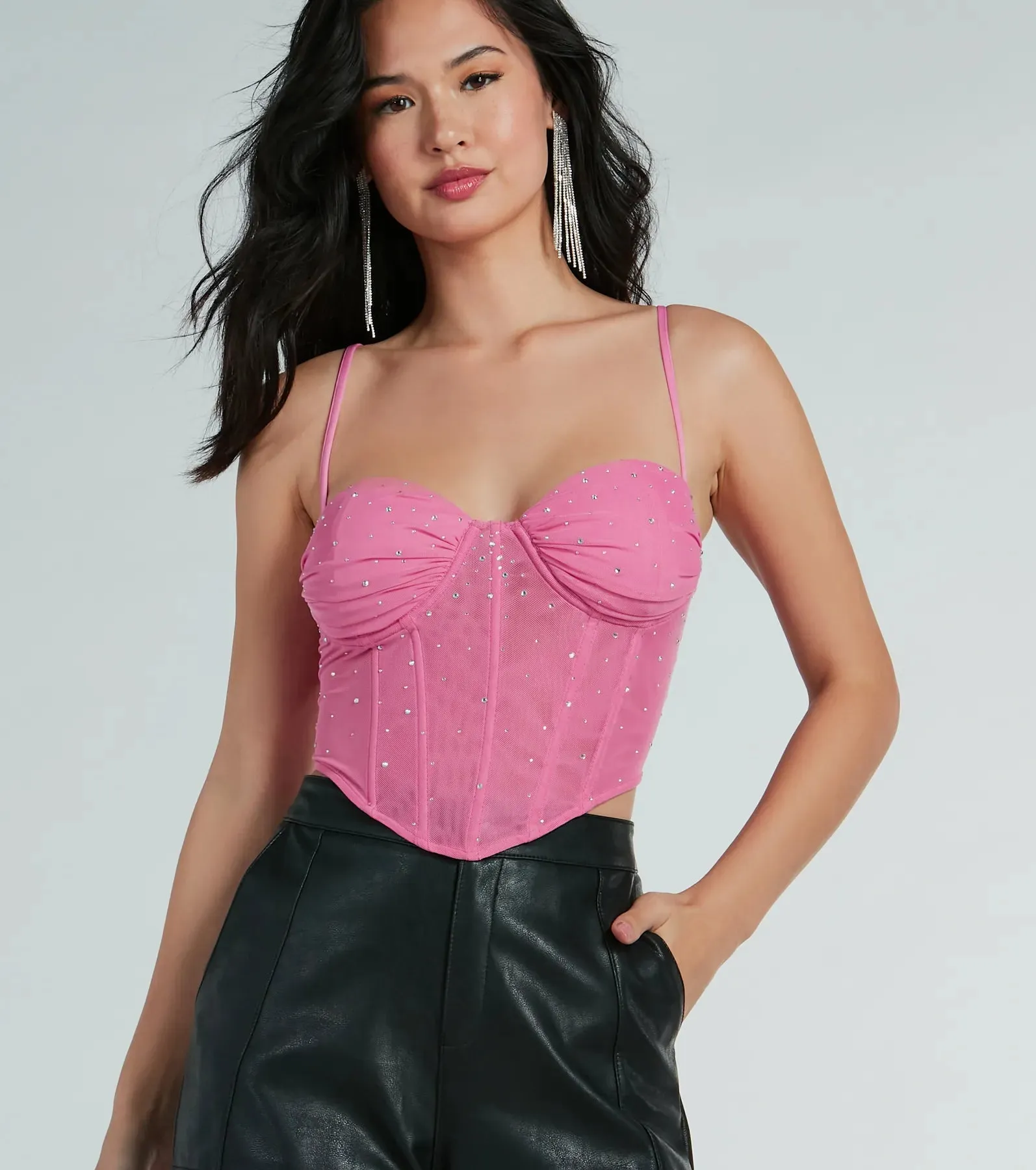 PLACEHOLDER - Stunned By Luxe Rhinestone Mesh Bustier sold by Windsor product image thumbnail 3