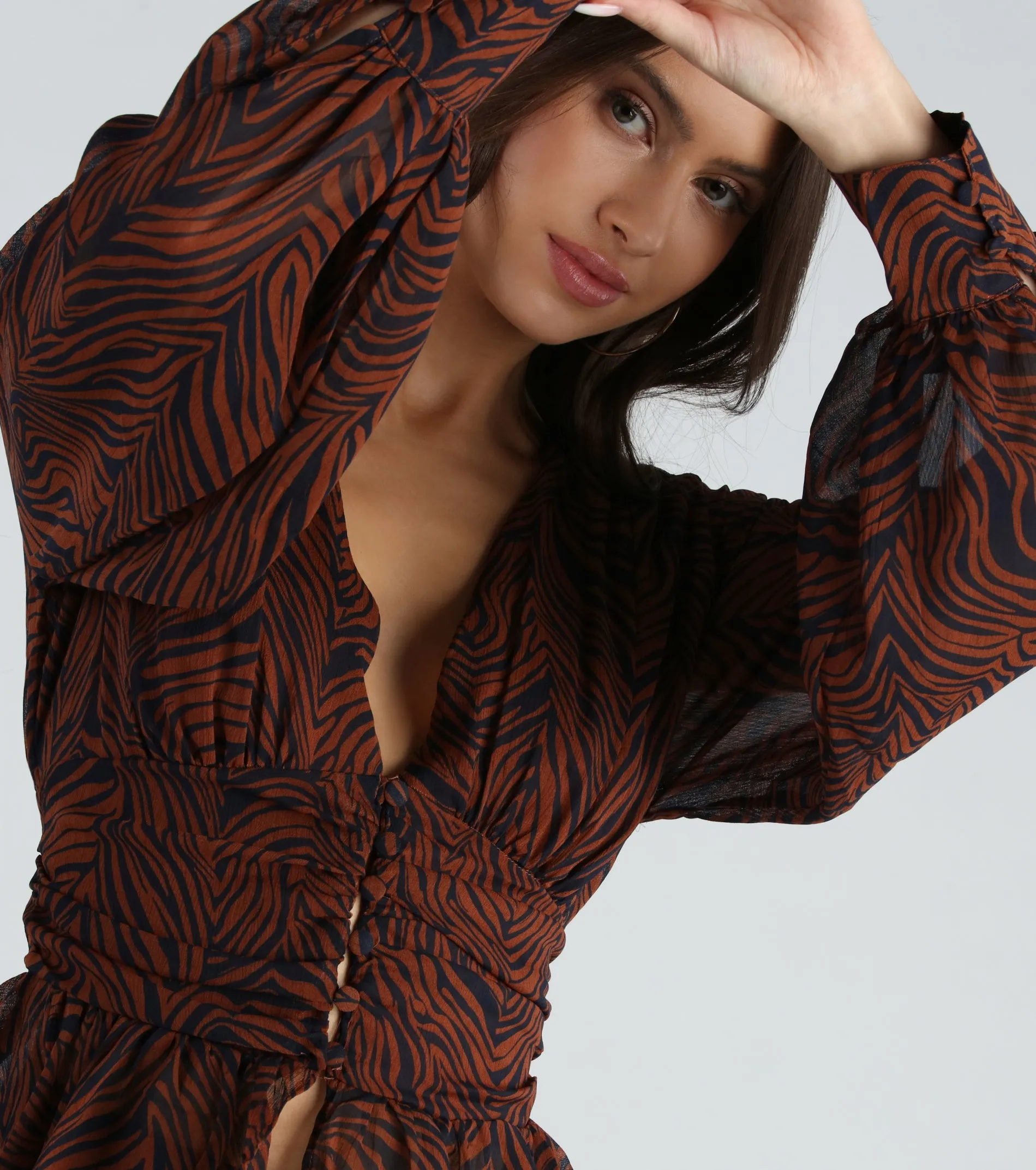 Wild Thing Chiffon Zebra Print Blouse sold by Windsor product image thumbnail 4