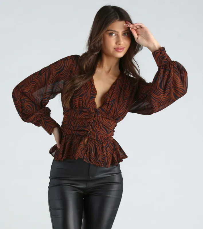 Wild Thing Chiffon Zebra Print Blouse sold by Windsor