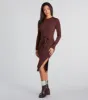 Stylish Staple Tie-Front Ribbed Knit Midi Dress sold by Windsor