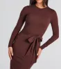 Stylish Staple Tie-Front Ribbed Knit Midi Dress sold by Windsor