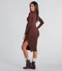 Stylish Staple Tie-Front Ribbed Knit Midi Dress sold by Windsor