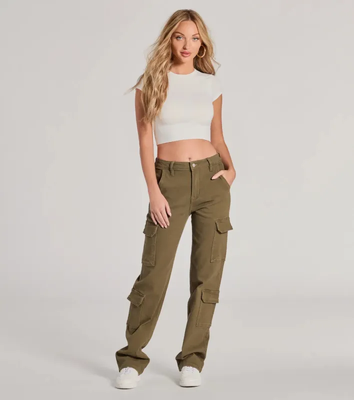 Casual Meets Stylish High-Rise Cargo Straight Leg Pants sold by Windsor