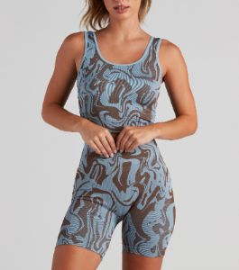 Retro Swirls High Waist Seamless Shorts sold by Windsor