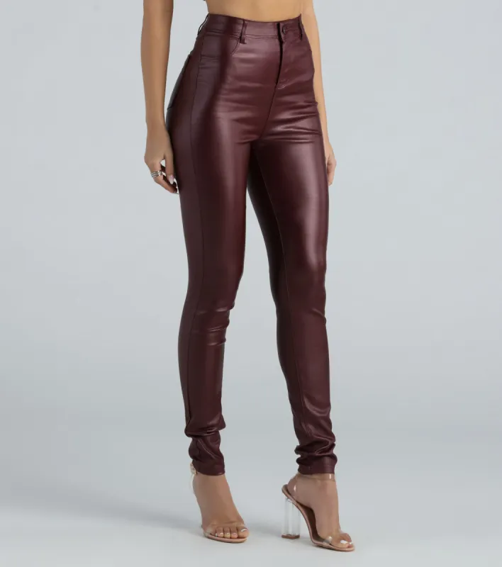 CLEARANCE - High-Rise Coated Skinny Pants sold by Windsor
