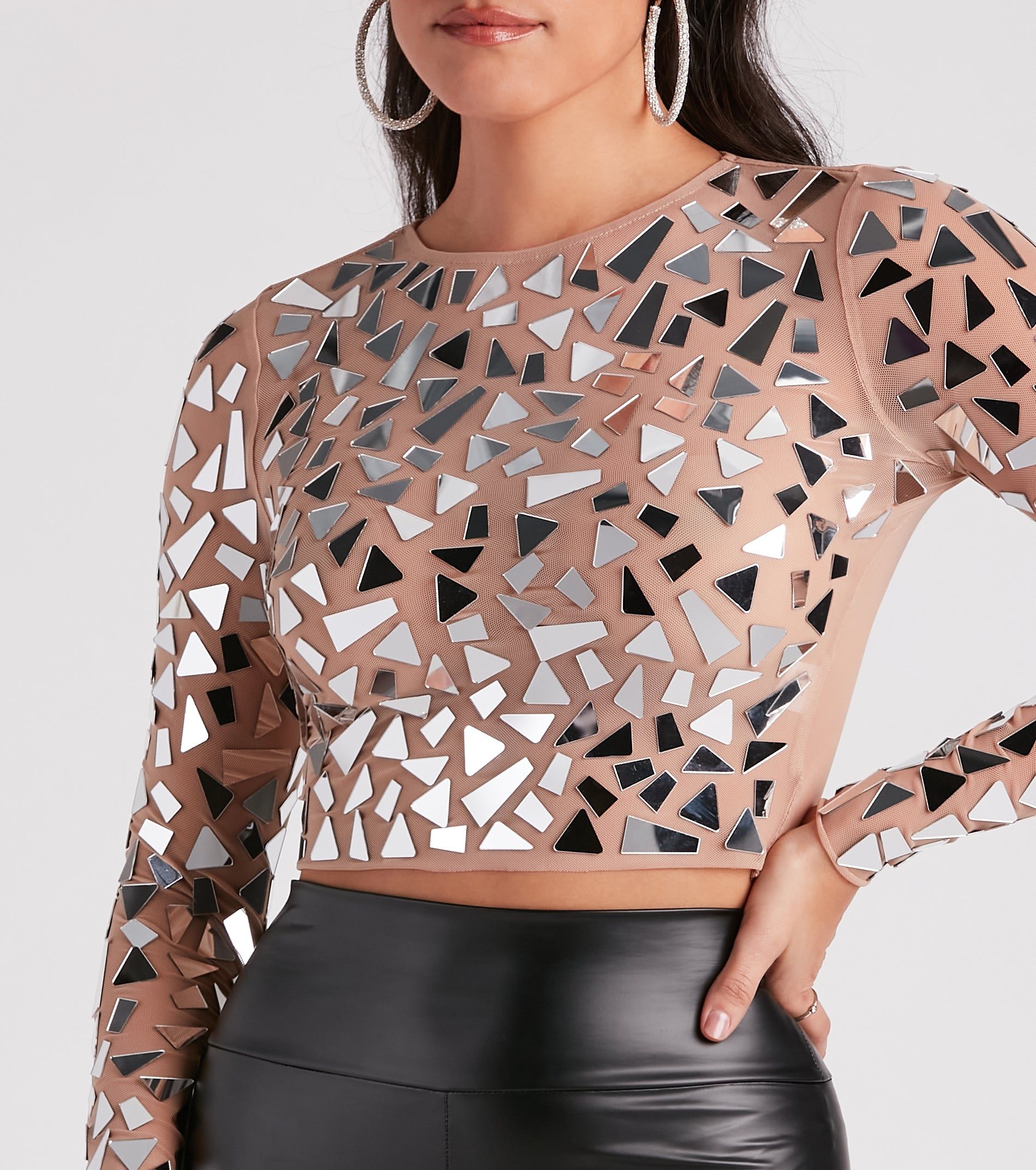 My Reflection Mirror Mesh Crop Top sold by Windsor product image thumbnail 4