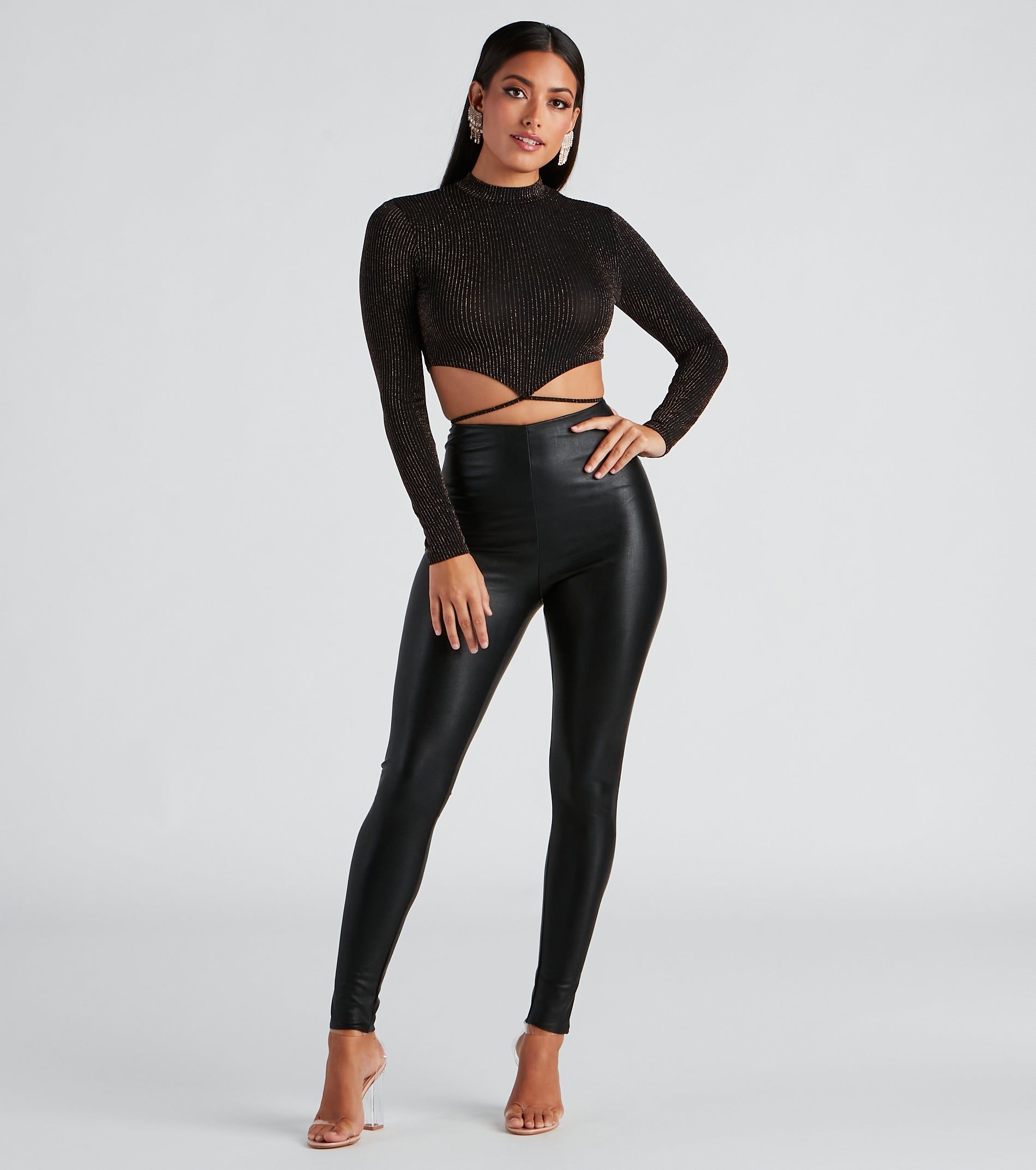 Night Life Metallic Knit Crop Top sold by Windsor product image thumbnail 4