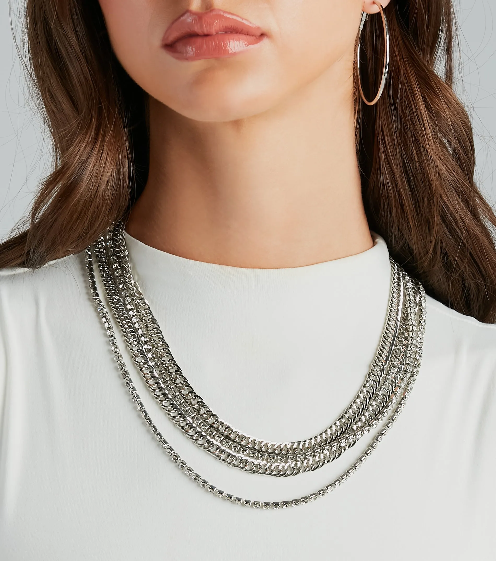 Layered In Glam Rhinestone Chain Necklace sold by Windsor product image thumbnail 2